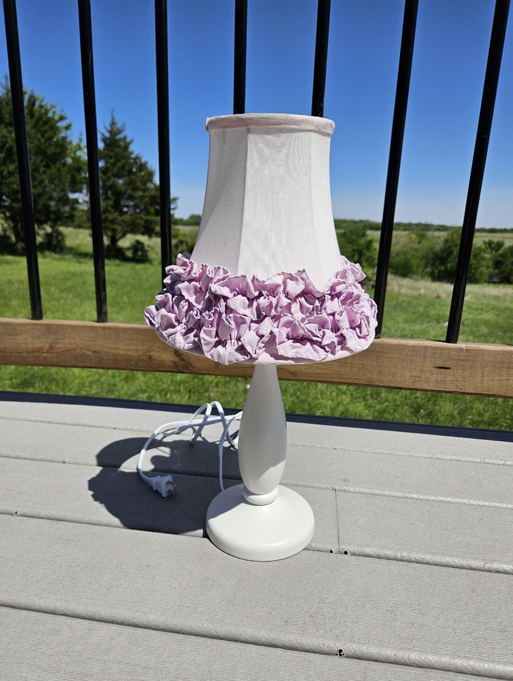 Circo 18" Table Lamp Bedside White Lavender Purple Ruffle Shade Girls Room Decor